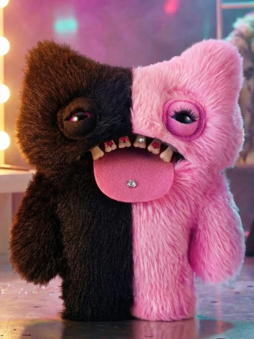 ZURU Fuggler Baddies Pink & Black Funny Ugly Monster Plush New
